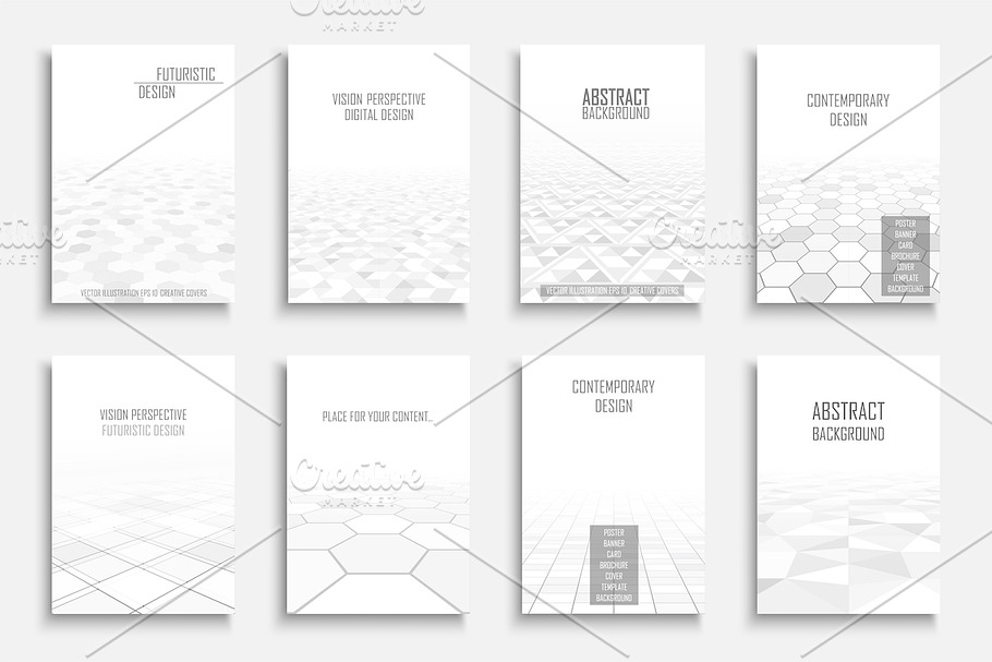 White abstract futuristic posters in Business Card Templates - product preview 8