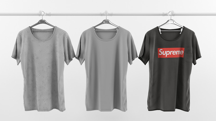 T-shirt collection 3D model in People - product preview 2