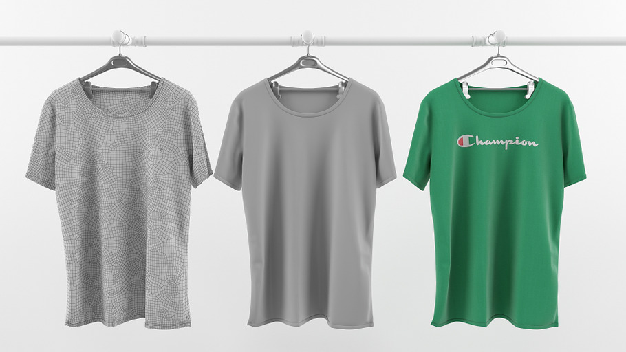 T-shirt collection 3D model in People - product preview 3
