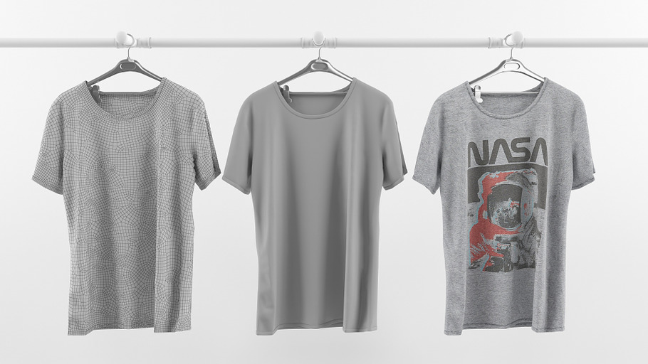 T-shirt collection 3D model in People - product preview 4