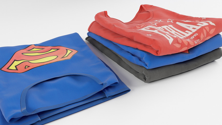 T-shirt collection 3D model in People - product preview 13