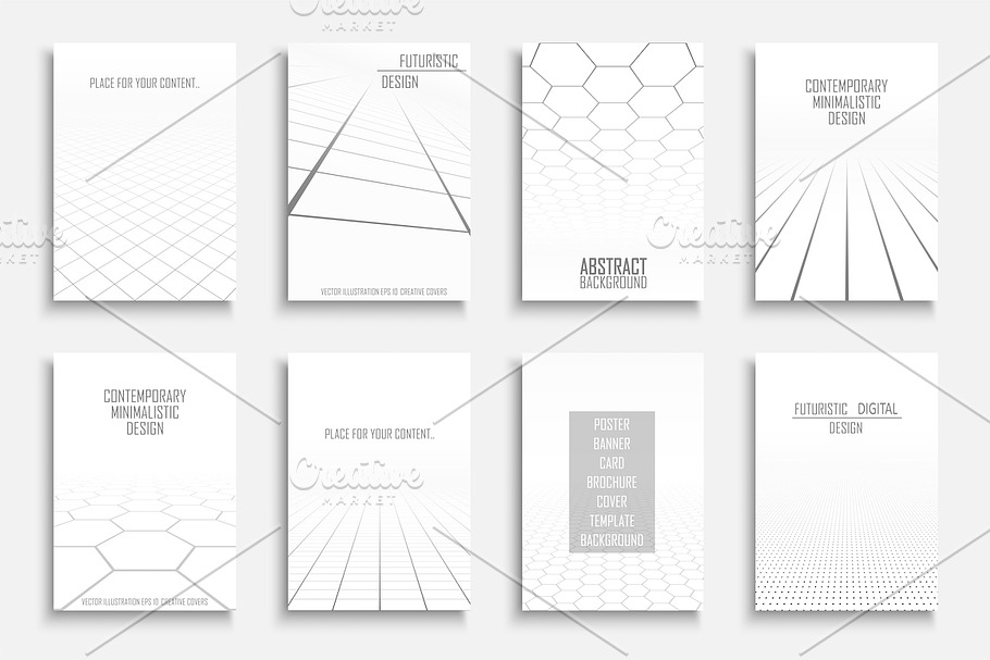 White abstract futuristic templates in Business Card Templates - product preview 8