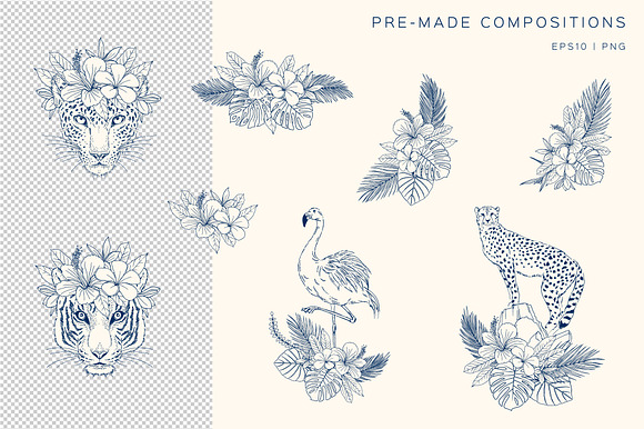 Blue Ink Tropics graphic set in Patterns - product preview 2