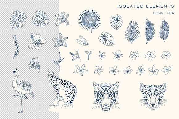 Blue Ink Tropics graphic set in Patterns - product preview 3