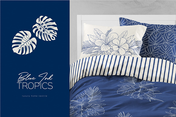 Blue Ink Tropics graphic set in Patterns - product preview 4