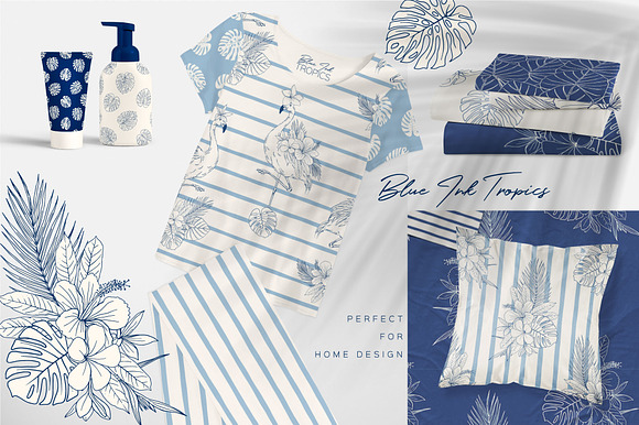 Blue Ink Tropics graphic set in Patterns - product preview 7