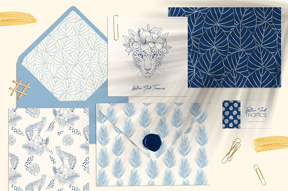 Blue Ink Tropics graphic set in Patterns - product preview 8
