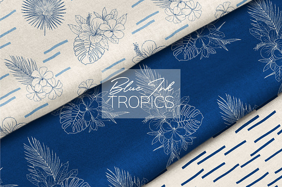 Blue Ink Tropics graphic set in Patterns - product preview 9