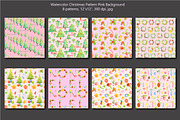 Watercolor Christmas Pink Pattern