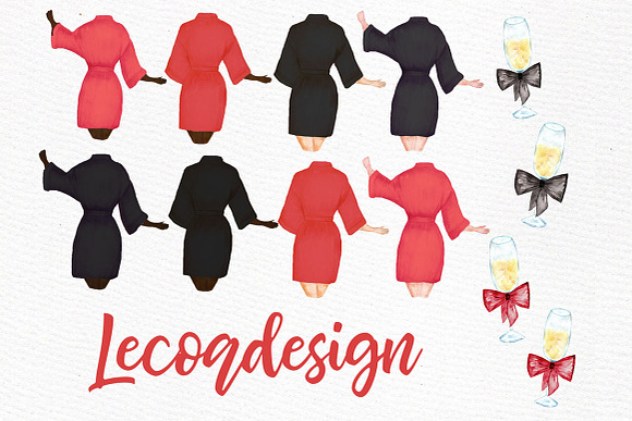 Bridesmaid clipart, Wedding Robes in Graphics - product preview 1