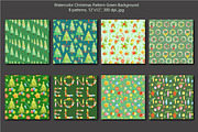 Watercolor Christmas Green Pattern