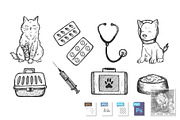 Veterinarian clinic icons set