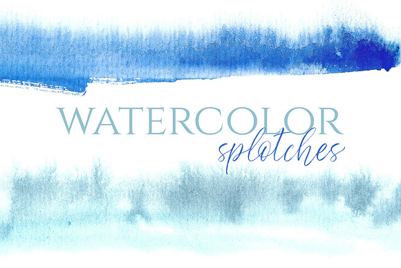 Blue watercolor splotches & stripes in Textures - product preview 8