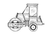 Road roller tractor machine sketch