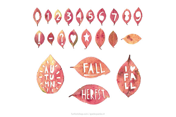 Autumn Leaves handmade letters in Graphics - product preview 1