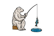 Polar Bear fishing color sketch