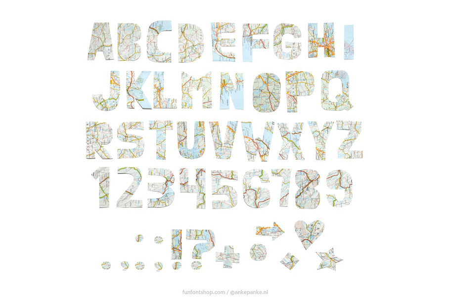 Map Paper handmade letters