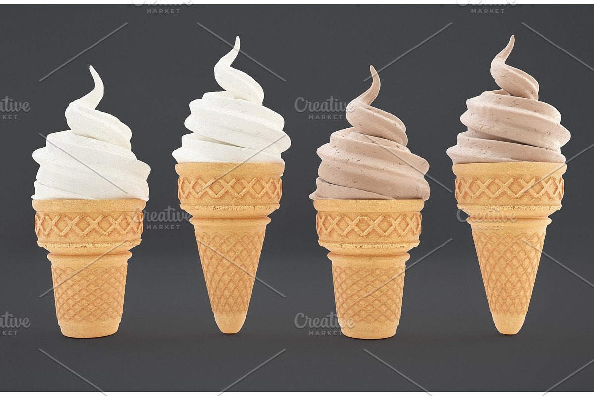 Ice cream in waffle cones. Vector in Illustrations - product preview 8