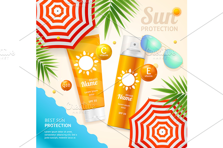 Sun Protection Ad Concept Card in Illustrations - product preview 8