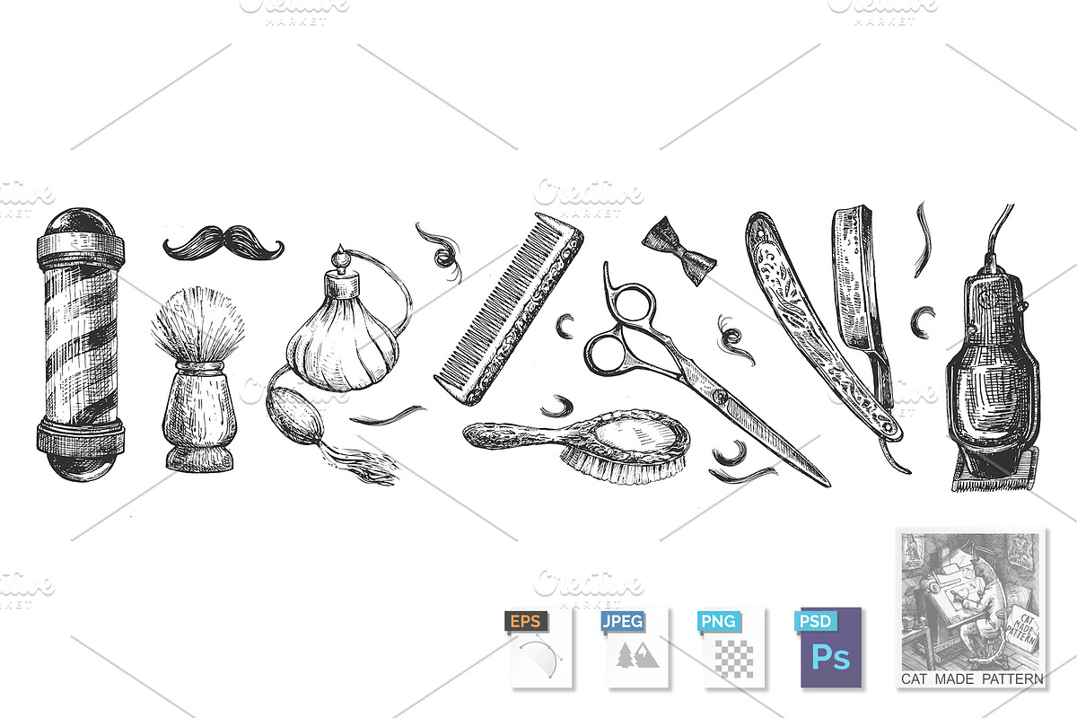 barbershop tools collection set in Illustrations - product preview 8