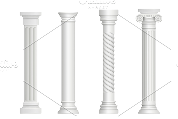 Antique pillars. Baroque column for