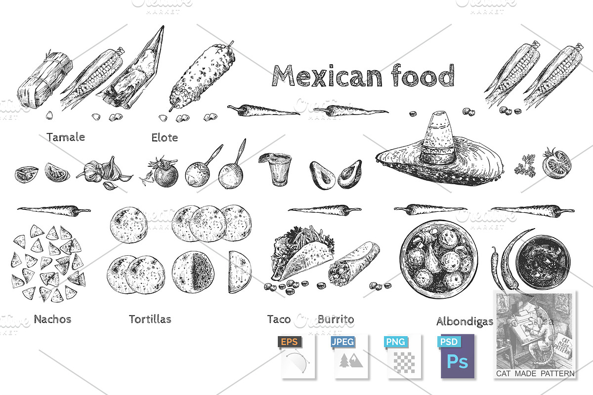 Sombrero and maracas decoration set in Illustrations - product preview 8