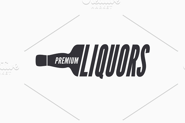 Liquor bottle logo on white.