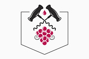 Wine grape with wine corkscrew logo