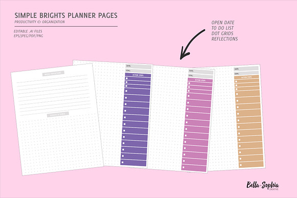 EDITABLE: Brights Planner Pages in Stationery Templates - product preview 1