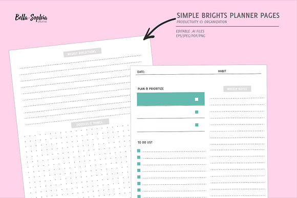 EDITABLE: Brights Planner Pages in Stationery Templates - product preview 2
