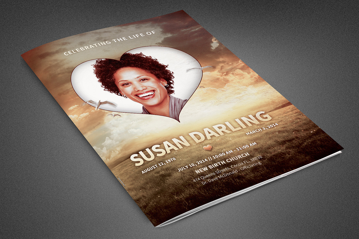 Life of Love Funeral Program in Brochure Templates - product preview 8