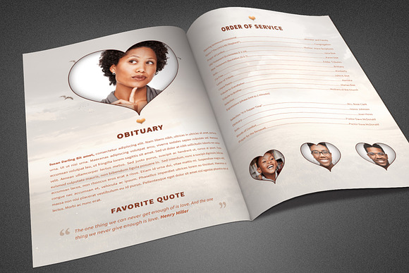 Life of Love Funeral Program in Brochure Templates - product preview 1