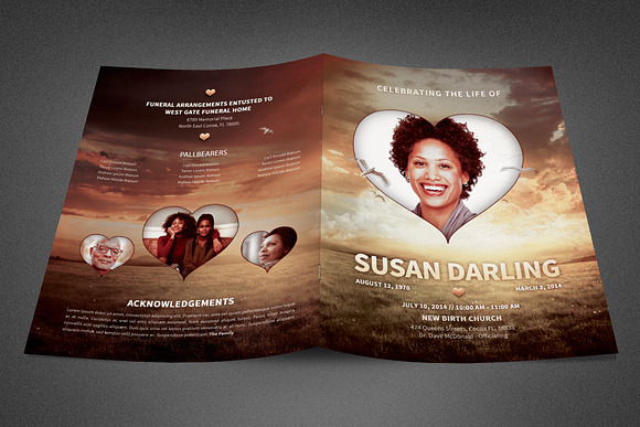 Life of Love Funeral Program in Brochure Templates - product preview 2