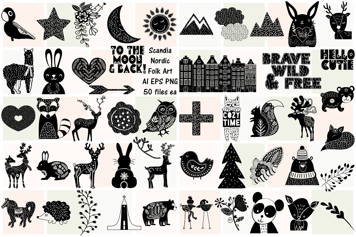 Nordic Scandia Folk Art AI EPS PNG in Illustrations - product preview 8