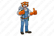 Tiger Mascot Carpenter Handyman