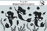 Mermaid Silhouette Clipart Set