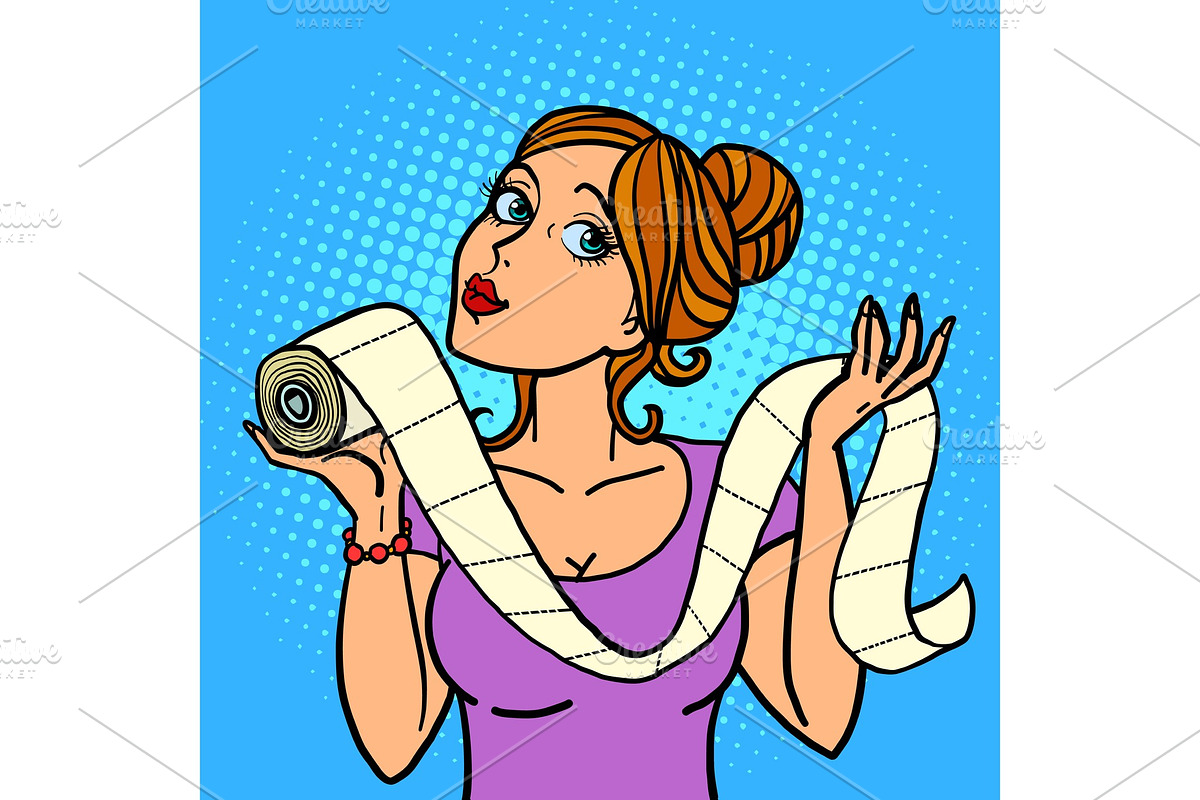 woman lady girl and toilet paper in Illustrations - product preview 8