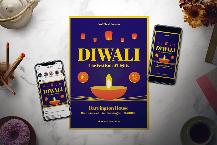 Diwali Flyer Set in Flyer Templates - product preview 8