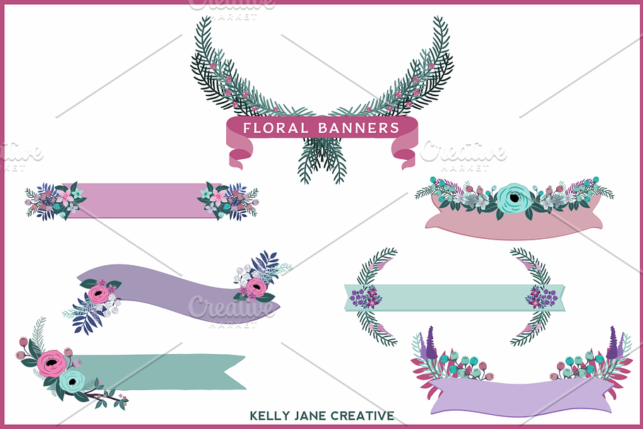 Frosted Floral Banners in Illustrations - product preview 8