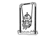 Robot child play on swing sketch