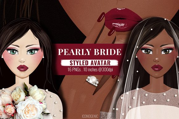 Pearly Bride Styled Avatar Clipart in Illustrations - product preview 5