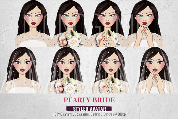 Pearly Bride Styled Avatar Clipart in Illustrations - product preview 6