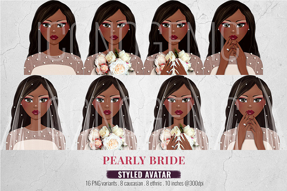 Pearly Bride Styled Avatar Clipart in Illustrations - product preview 7