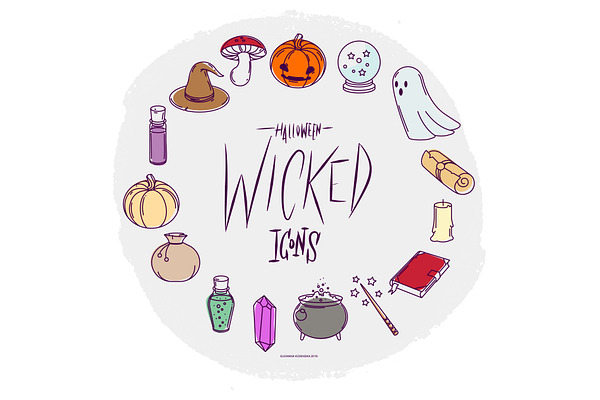 Halloween Wicked set of icons