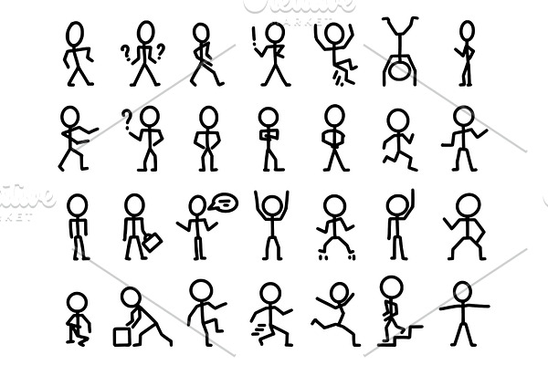 Cartoon icons set of sketch people