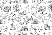 seamless pattern with farm items