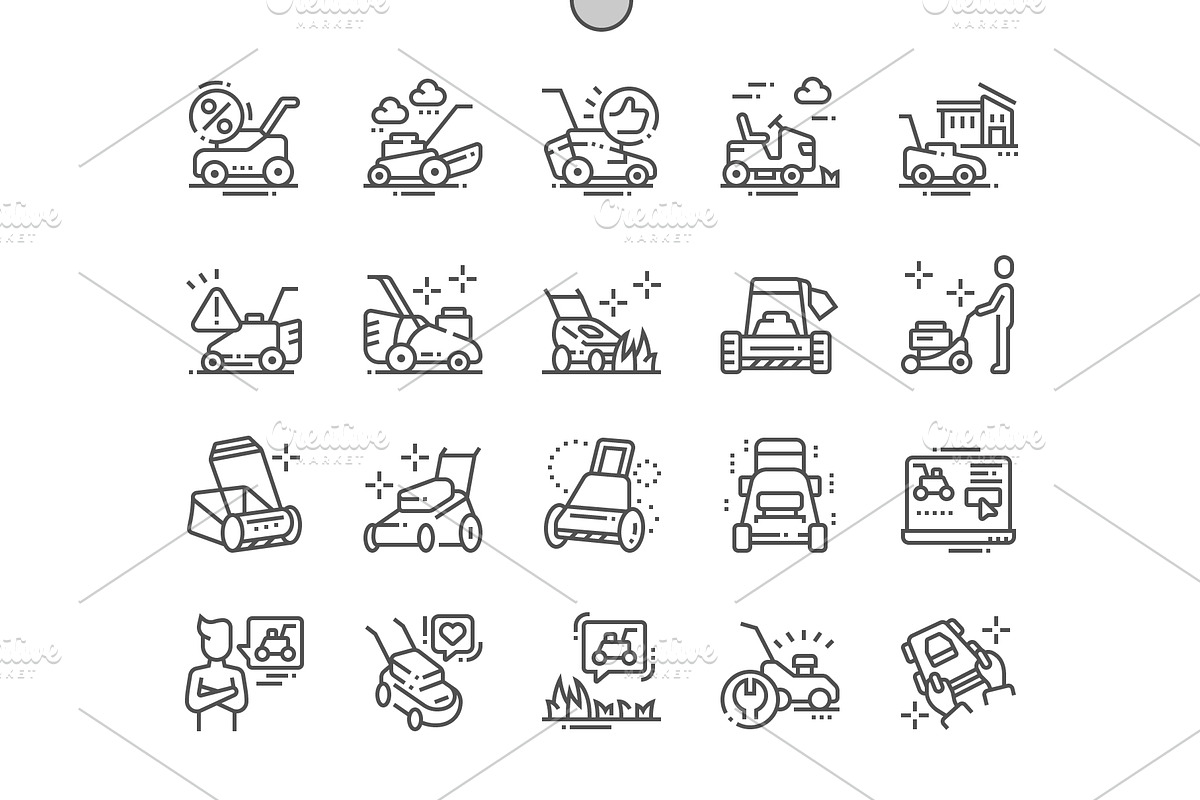 Lawn mower Line Icons in Icons - product preview 8