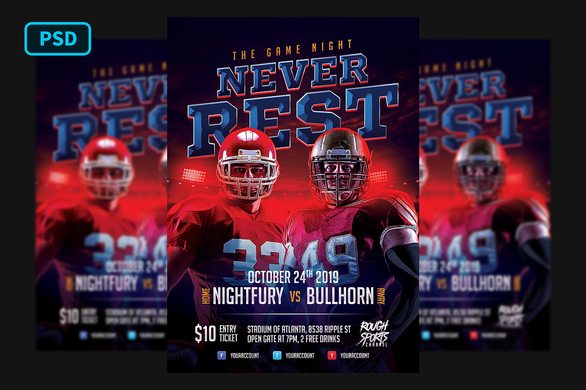 Football Game Flyer Template in Flyer Templates - product preview 8