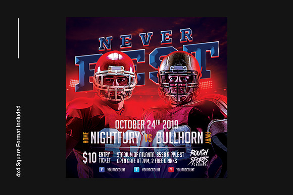 Football Game Flyer Template in Flyer Templates - product preview 4
