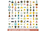 100 gameplay award icons set